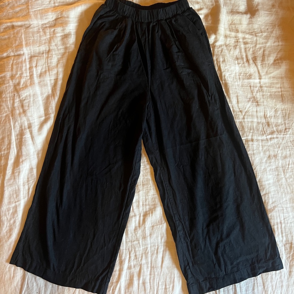 OZMA Crop Wide Leg, Regen Silk Noil, Black